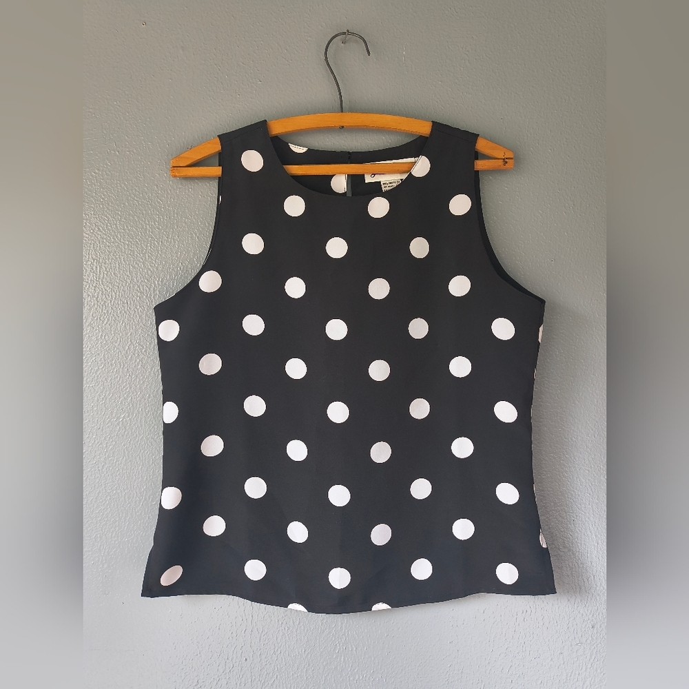Black and White Polka Dot Sleeveless Top